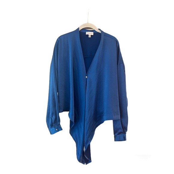 Lucy Paris Rue Button Down Tie Front Top Royal Blue Size L - Picture 9 of 10